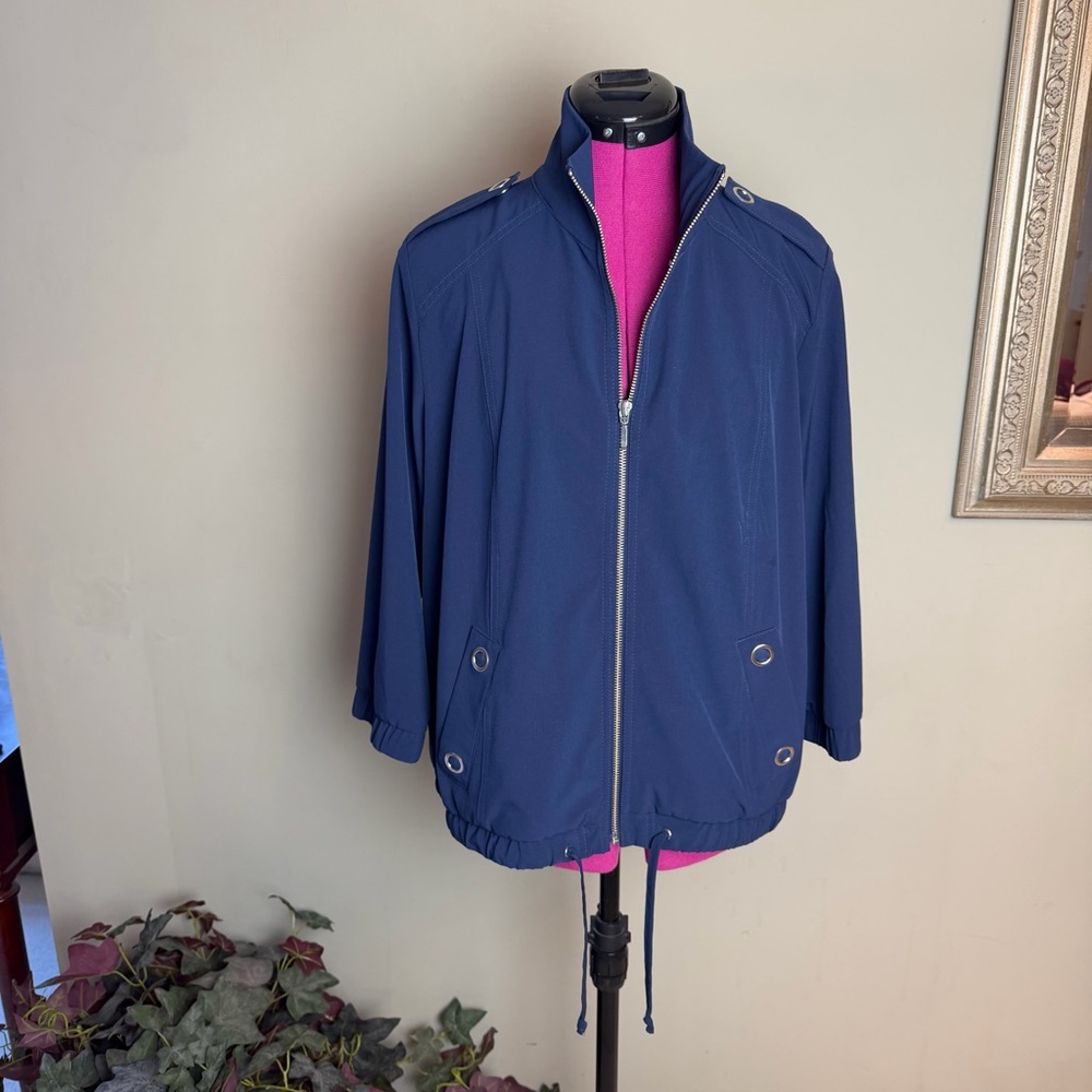 CHICO'S ZENERGY | Navy Blue Utility Jacket Travel Windbreaker Size 1 Medium